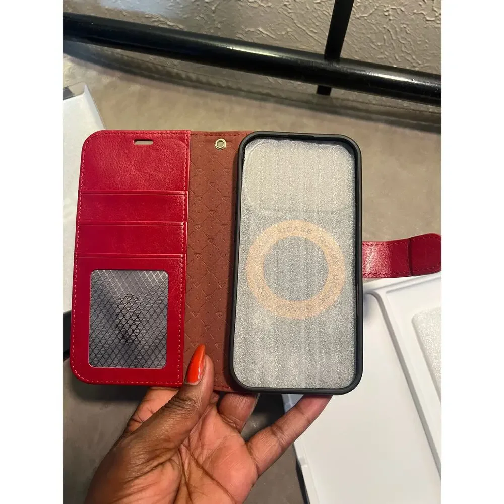 OCASE For IPhone 17 Pro Detachable Wallet Case With Card Holder, 2 In 1 PU-Red